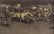 Frederic Remington A Night Attack on a Government Wagon Train (mk43) oil painting